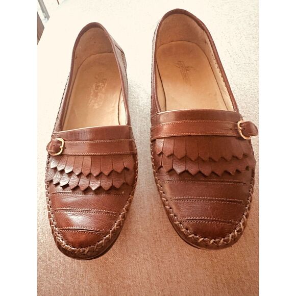 Giorgio Brutini VTG Preppy Tailored Leather Dressy Brown Loafers Men Shoes 10